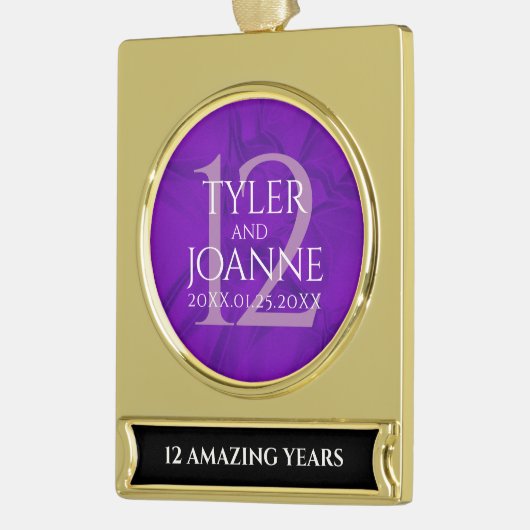 Elegant 12e Jubileum-feestdag zijderoute Verguld Banner Ornament (Links)