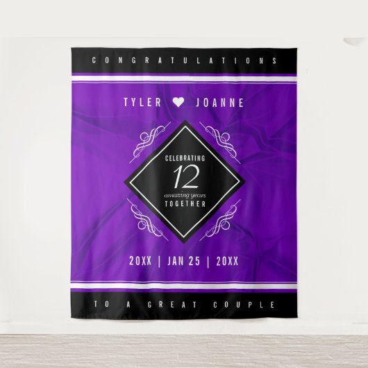 Elegant 12e Jubileum-feestdag zijderoute Wandkleed (Voorkant)