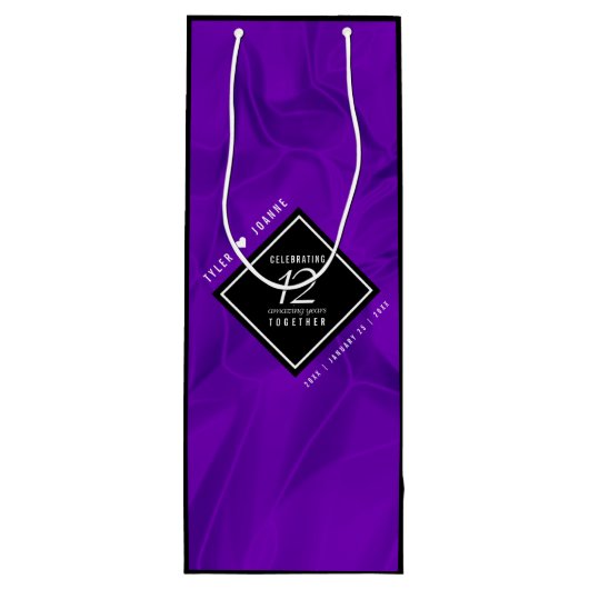 Elegant 12e Jubileum-feestdag zijderoute Wijn Cadeautas (Achterkant)