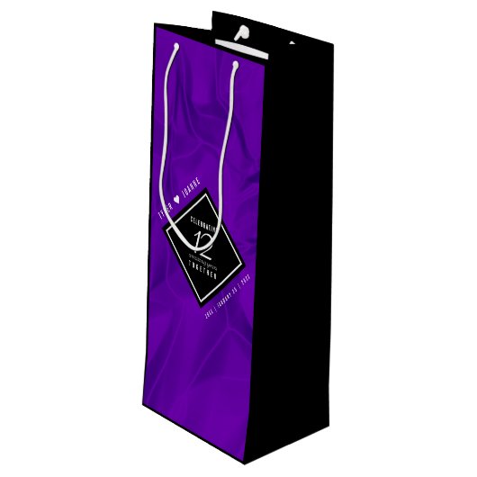 Elegant 12e Jubileum-feestdag zijderoute Wijn Cadeautas (Achterkant Gekanteld)