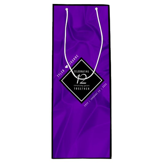 Elegant 12e Jubileum-feestdag zijderoute Wijn Cadeautas (Voorkant)