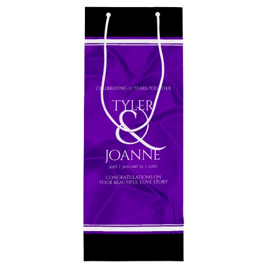 Elegant 12e Jubileum-feestdag zijderoute Wijn Cadeautas (Achterkant)