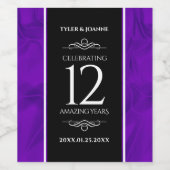 Elegant 12e Jubileum-feestdag zijderoute Wijn Etiket (Enkel label)