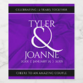 Elegant 12e Jubileum-feestdag zijderoute Wijn Etiket (Enkel label)