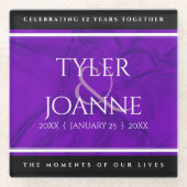 Elegant 12e Jubileum over de zijderoute Glazen Onderzetter (Voorkant)