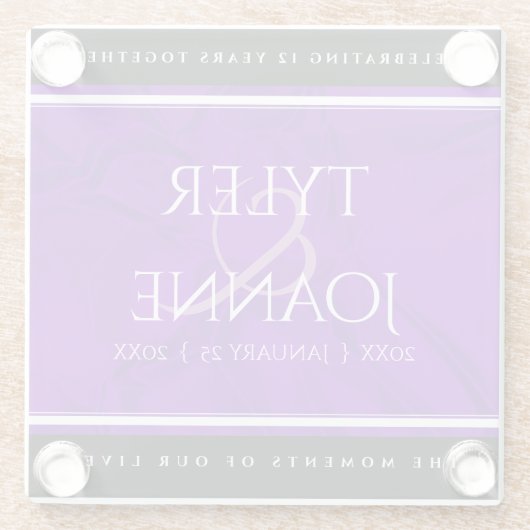 Elegant 12e Jubileum over de zijderoute Glazen Onderzetter (Achterkant)