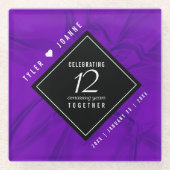 Elegant 12e Jubileum over de zijderoute Glazen Onderzetter (Voorkant)