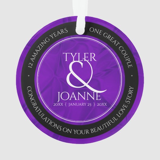 Elegant 12e Jubileum over de zijderoute Ornament (achterkant)