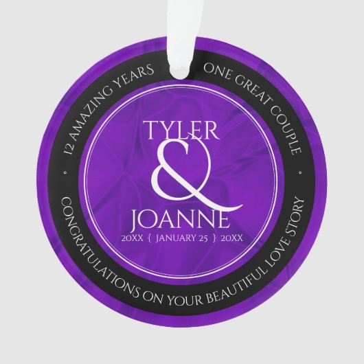 Elegant 12e Jubileum over de zijderoute Ornament (voorkant)