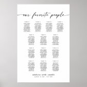 Elegant 13 Tafels Favoriete mensen Zitplaatskaart Poster (Voorkant)