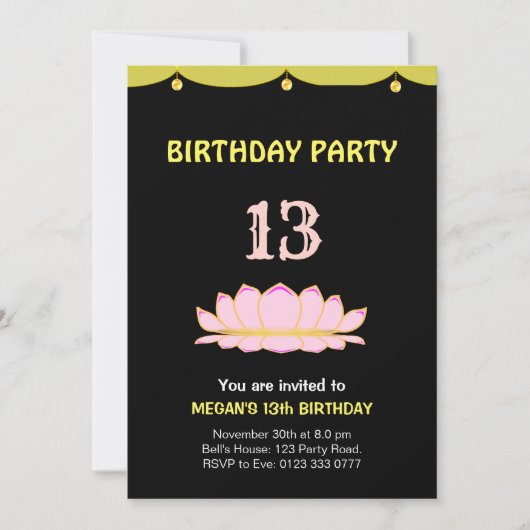 Elegant 13e uitnodiging van de Birthday Party (Voorkant)