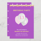 Elegant 13e uitnodiging van de Birthday Party (Voorkant / Achterkant)