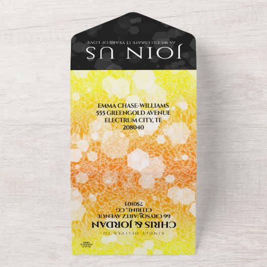 Elegant 13th Citrine Wedding Jubileum All In One Uitnodiging (Buitenkant)