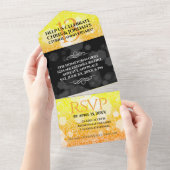 Elegant 13th Citrine Wedding Jubileum All In One Uitnodiging (Afscheurbaar)