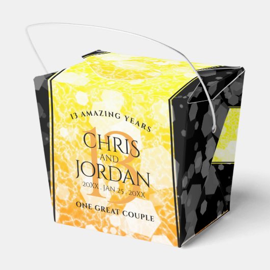 Elegant 13th Citrine Wedding Jubileum Bedankdoosjes (Achterkant)
