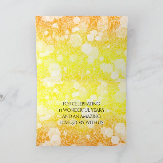 Elegant 13th Citrine Wedding Jubileum Bedankkaart (Binnen)