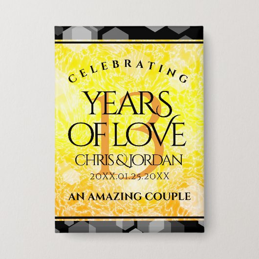 Elegant 13th Citrine Wedding Jubileum Button (Voorkant)