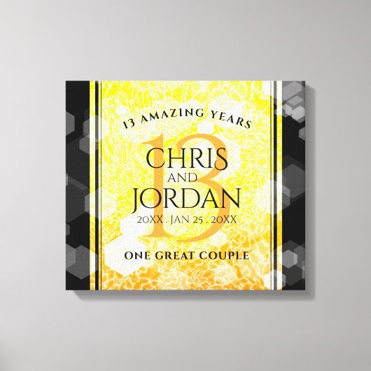 Elegant 13th Citrine Wedding Jubileum Canvas Afdruk (Voorkant)