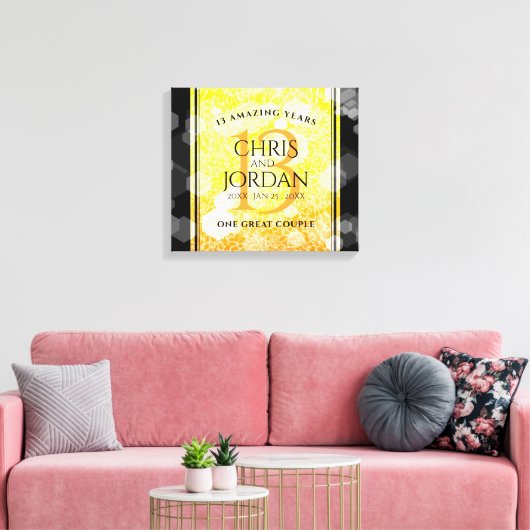 Elegant 13th Citrine Wedding Jubileum Canvas Afdruk (Insitu (Woonkamer))
