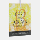 Elegant 13th Citrine Wedding Jubileum Glas Ornament (Voorkant Rechts)