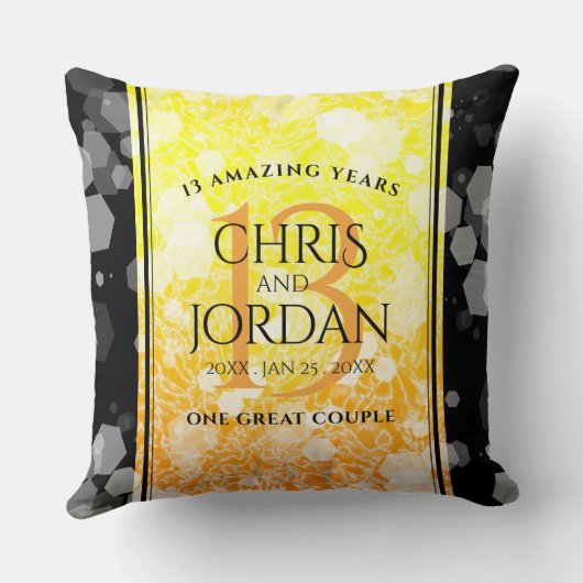 Elegant 13th Citrine Wedding Jubileum Kussen (Achterkant)