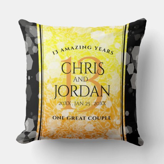 Elegant 13th Citrine Wedding Jubileum Kussen (Voorkant)
