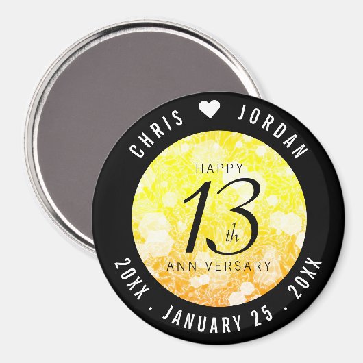 Elegant 13th Citrine Wedding Jubileum Magneet (Voorkant / Achterkant)