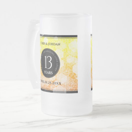 Elegant 13th Citrine Wedding Jubileum Matglas Bierpul (Voorkant links)