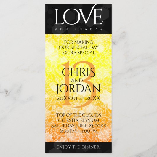 Elegant 13th Citrine Wedding Jubileum Menu (Achterkant)