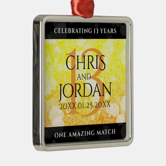 Elegant 13th Citrine Wedding Jubileum Metalen Ornament (Rechts)