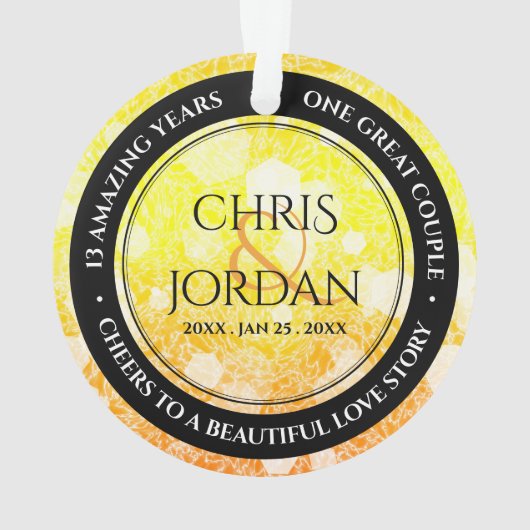 Elegant 13th Citrine Wedding Jubileum Ornament (achterkant)