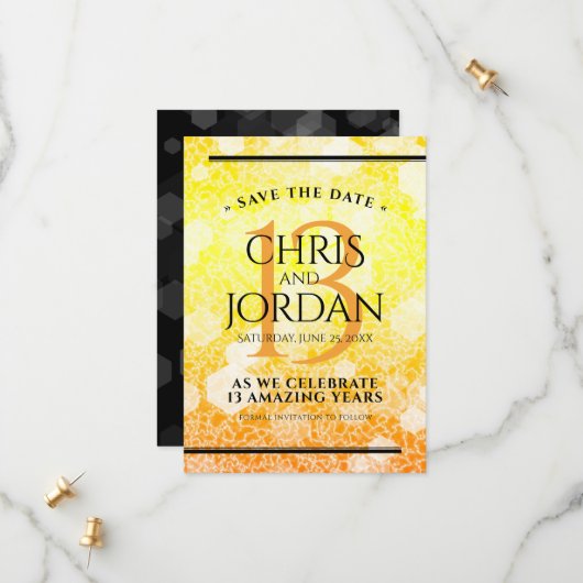 Elegant 13th Citrine Wedding Jubileum Save The Date (Voorkant / Achterkant in situ)