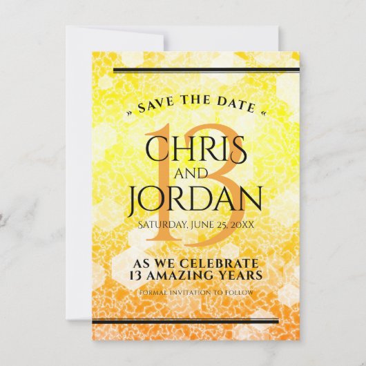 Elegant 13th Citrine Wedding Jubileum Save The Date (Voorkant)
