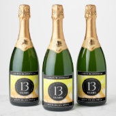 Elegant 13th Citrine Wedding Jubileum Sparkling Wijnetiket (Flessen)