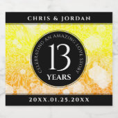 Elegant 13th Citrine Wedding Jubileum Sparkling Wijnetiket (Enkel label)