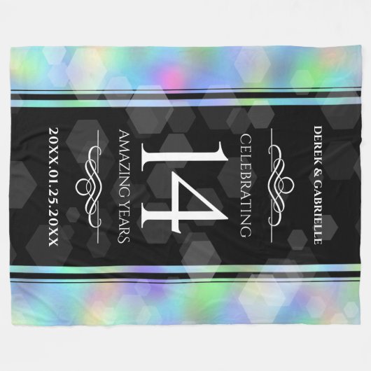 Elegant 14e Jubileum voor opalbruiloft Fleece Deken (Voorkant (Horizontaal))