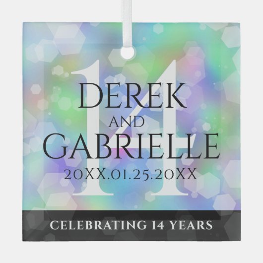 Elegant 14e Jubileum voor opalbruiloft Glas Ornament (Voorkant)