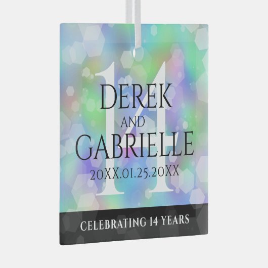 Elegant 14e Jubileum voor opalbruiloft Glas Ornament (Voorkant Rechts)