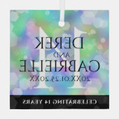 Elegant 14e Jubileum voor opalbruiloft Glas Ornament (Achterkant)