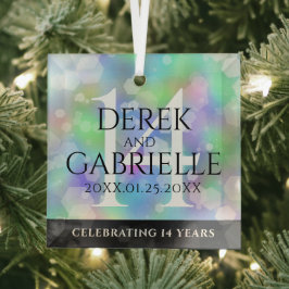 Elegant 14e Jubileum voor opalbruiloft Glas Ornament