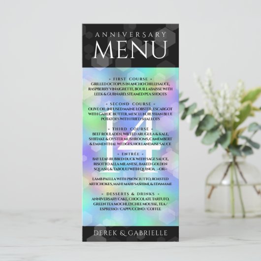 Elegant 14e Jubileum voor opalbruiloft Menu (Staand voorkant)