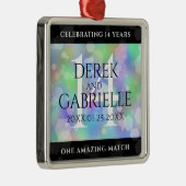 Elegant 14e Jubileum voor opalbruiloft Metalen Ornament (Rechts)