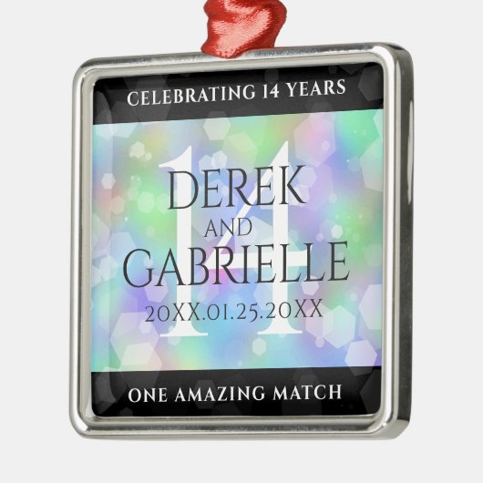 Elegant 14e Jubileum voor opalbruiloft Metalen Ornament (Links)