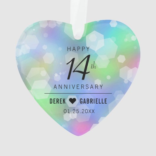 Elegant 14e Jubileum voor opalbruiloft Ornament (achterkant)