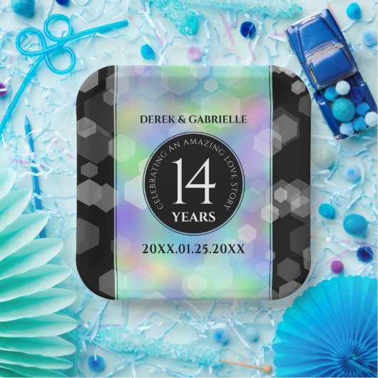 Elegant 14e Jubileum voor opalbruiloft Papieren Bordje (Feest)