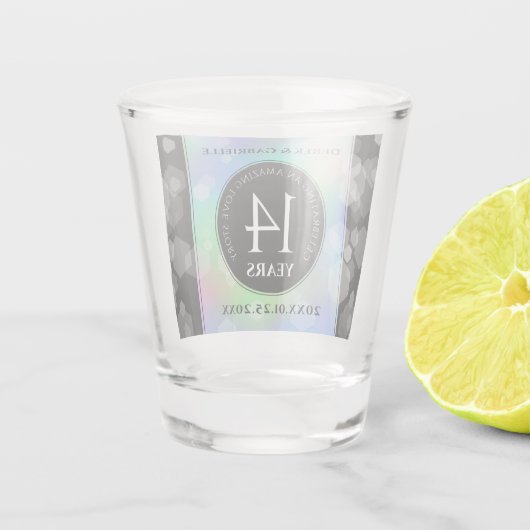 Elegant 14e Jubileum voor opalbruiloft Shot Glas (Achterkant)