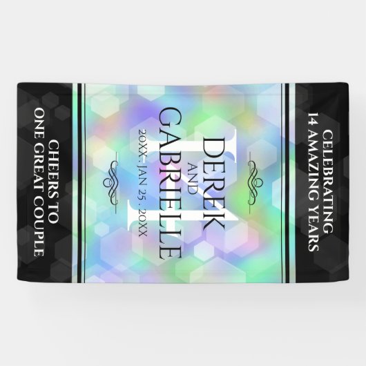 Elegant 14e Jubileum voor opalbruiloft Spandoek (Horizontaal)