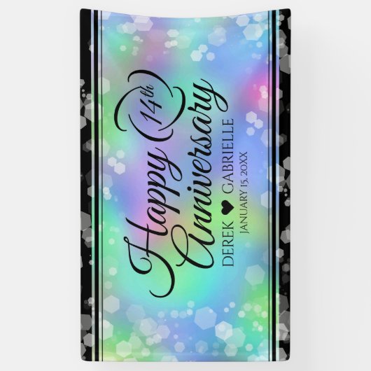 Elegant 14e Jubileum voor opalbruiloft Spandoek (Verticaal)