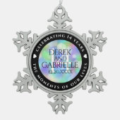 Elegant 14e Jubileum voor opalbruiloft Tin Sneeuwvlok Ornament (Voorkant)