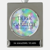 Elegant 14e Jubileum voor opalbruiloft Verzilverd Banner Ornament (Voorkant)